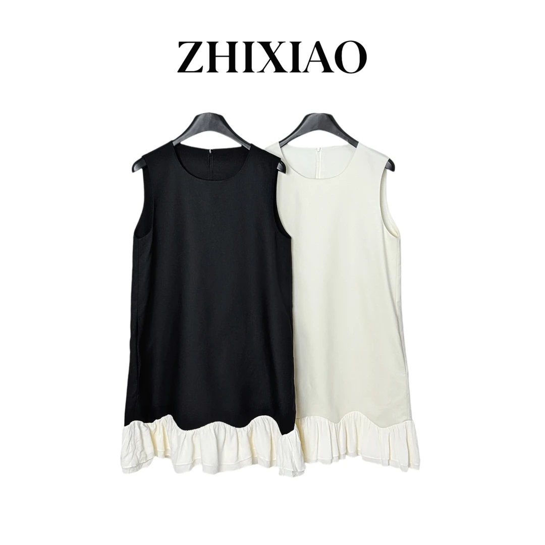 【ZHIXIAO】夏季新款：下摆拼接无袖连衣裙13460