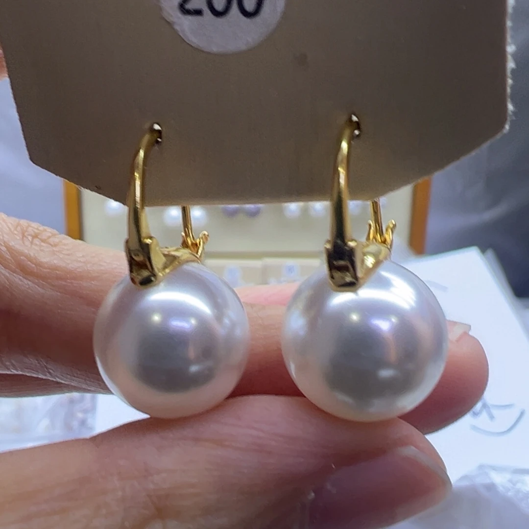 耳饰银S925镶嵌淡水珍珠