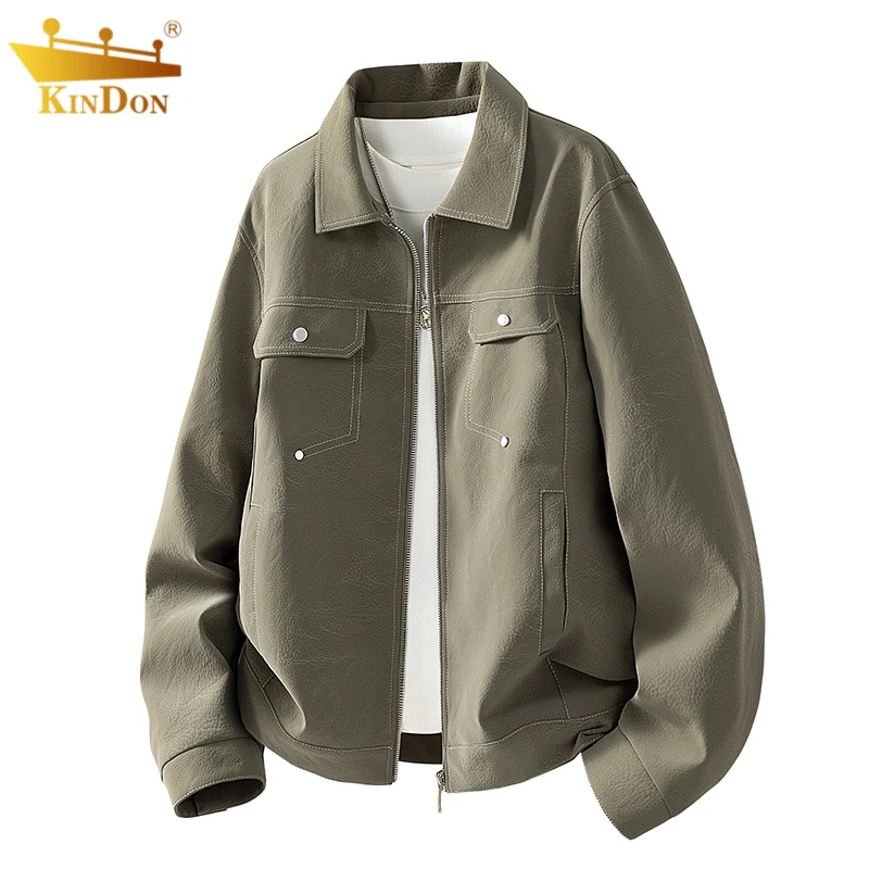 美式翻领外套男款2025新款高级感痞帅休闲工装宽松潮流复古夹克