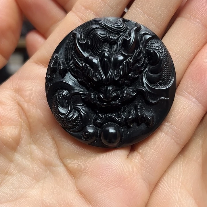 和田玉（墨玉）未镶嵌吊坠(赠链)龙牌