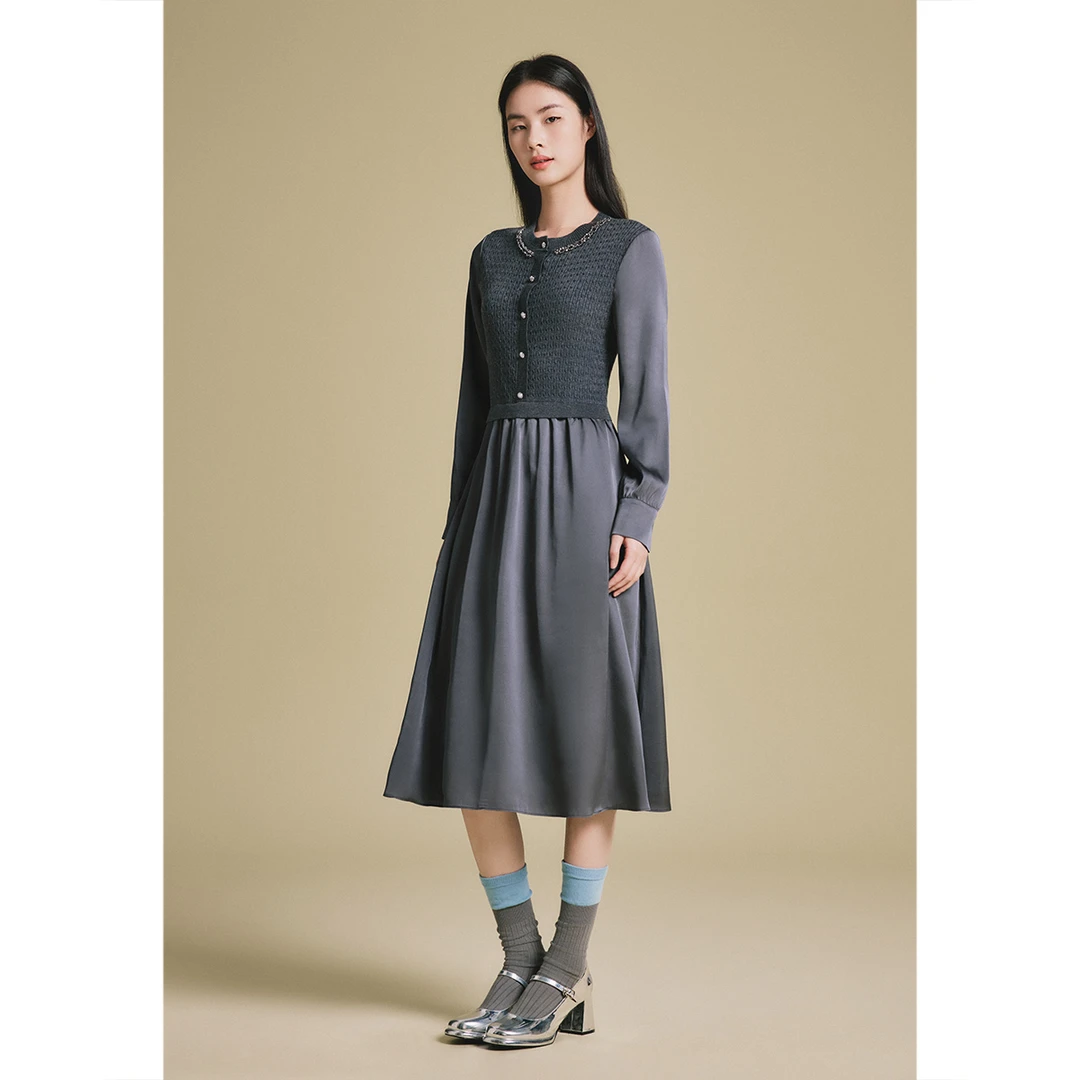 PSALTER诗篇 新款气质轻奢拼接假两件显瘦连衣裙6C65106403