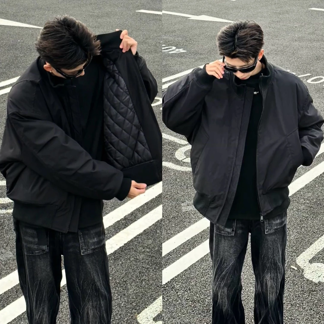 美式飞行员夹克棉服男士冬季潮流廓形防寒外套高级感痞帅立领棉衣