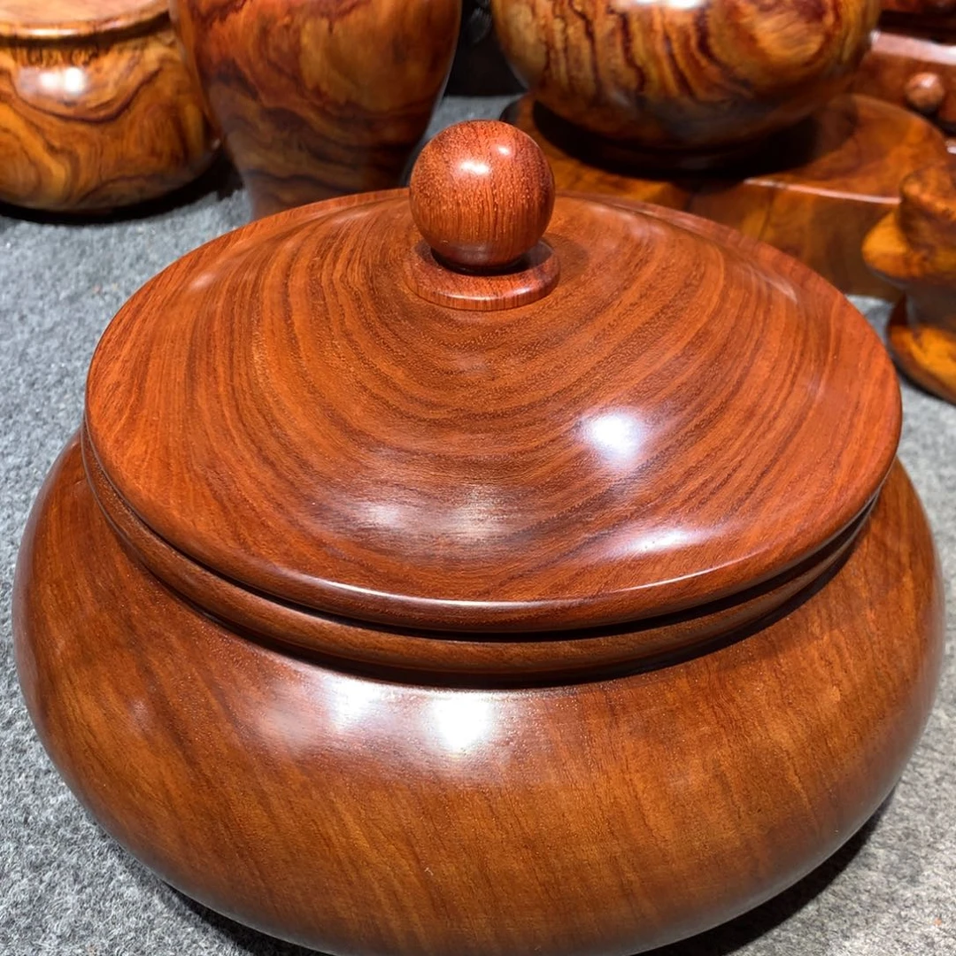 景***花木缅甸花梨木聚宝罐