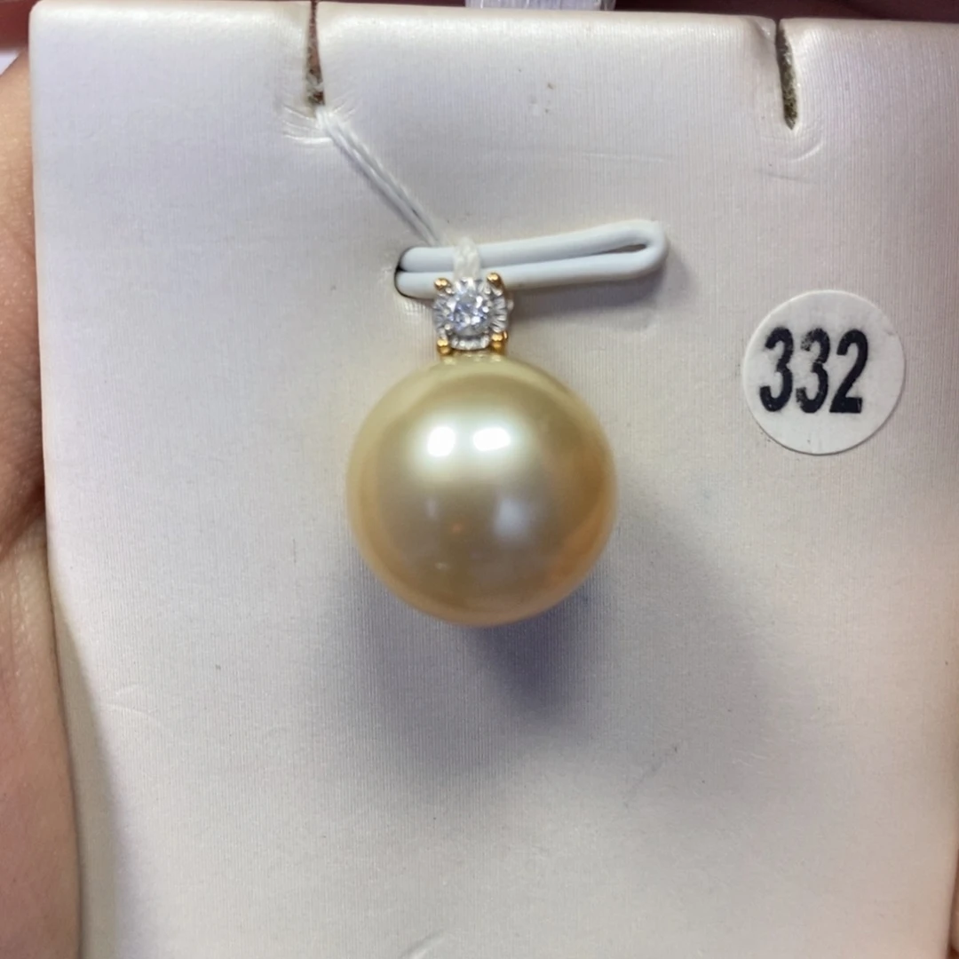 海水珍珠18K金镶嵌吊坠(不含链)