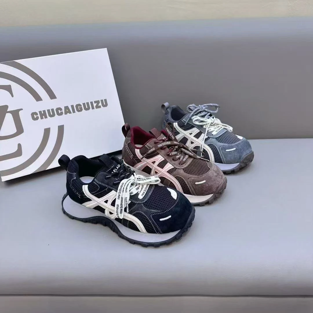 欧货新款港风网面老爹鞋女ins潮2025秋季新款复古百搭休闲德训鞋