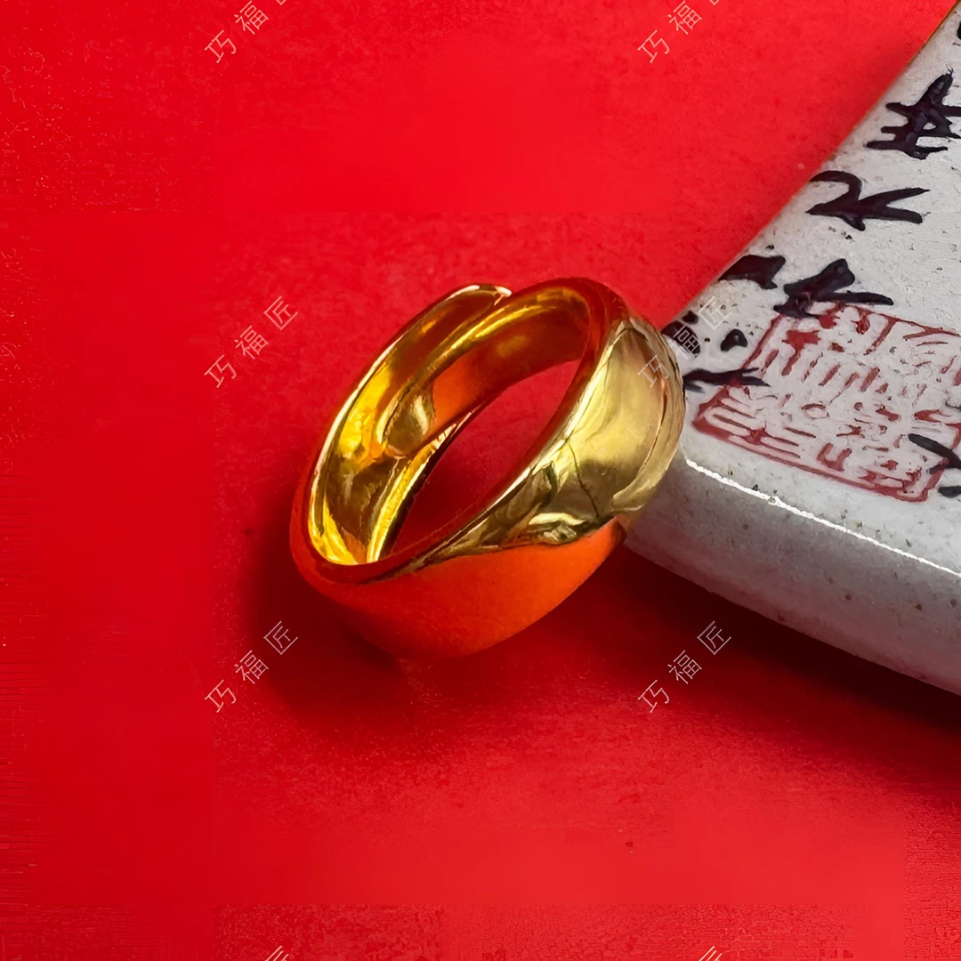 足银戒指 亮面泥鳅背戒指光面时尚素款经典情侣素圈可调节