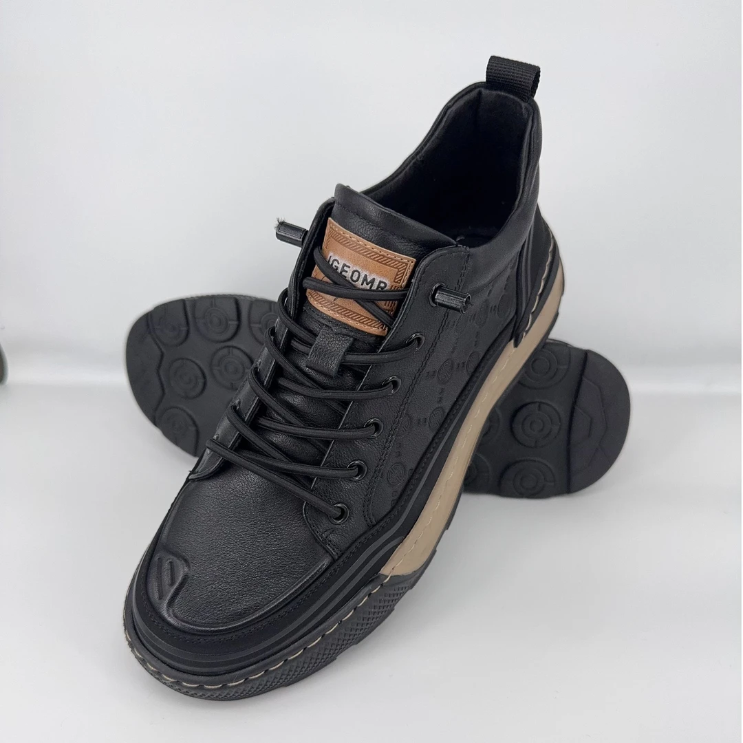 秋冬男士真皮休闲皮鞋加绒时尚百搭舒适轻便一脚蹬板鞋/dfd206D69