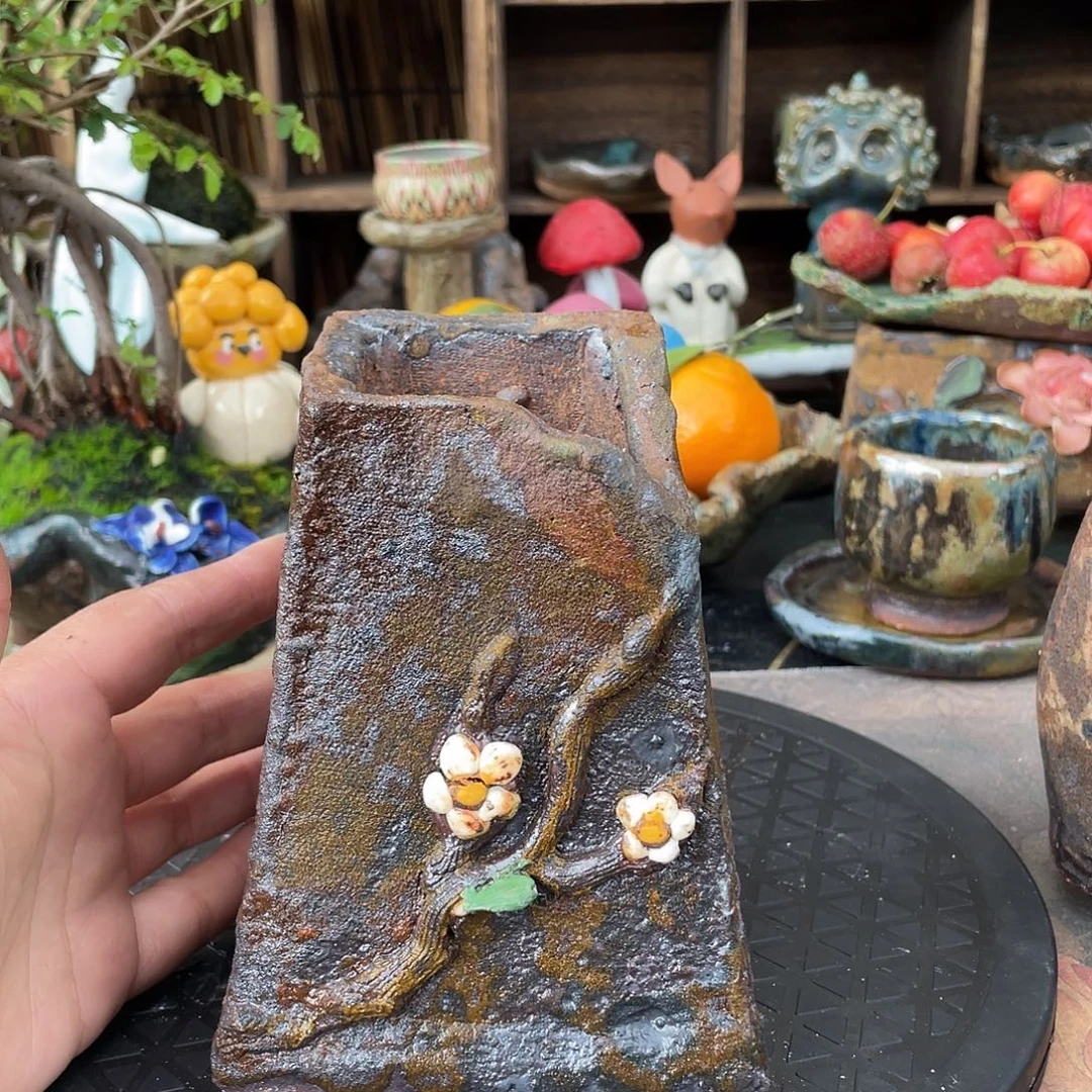 福利特价粗陶高温手工花盆
