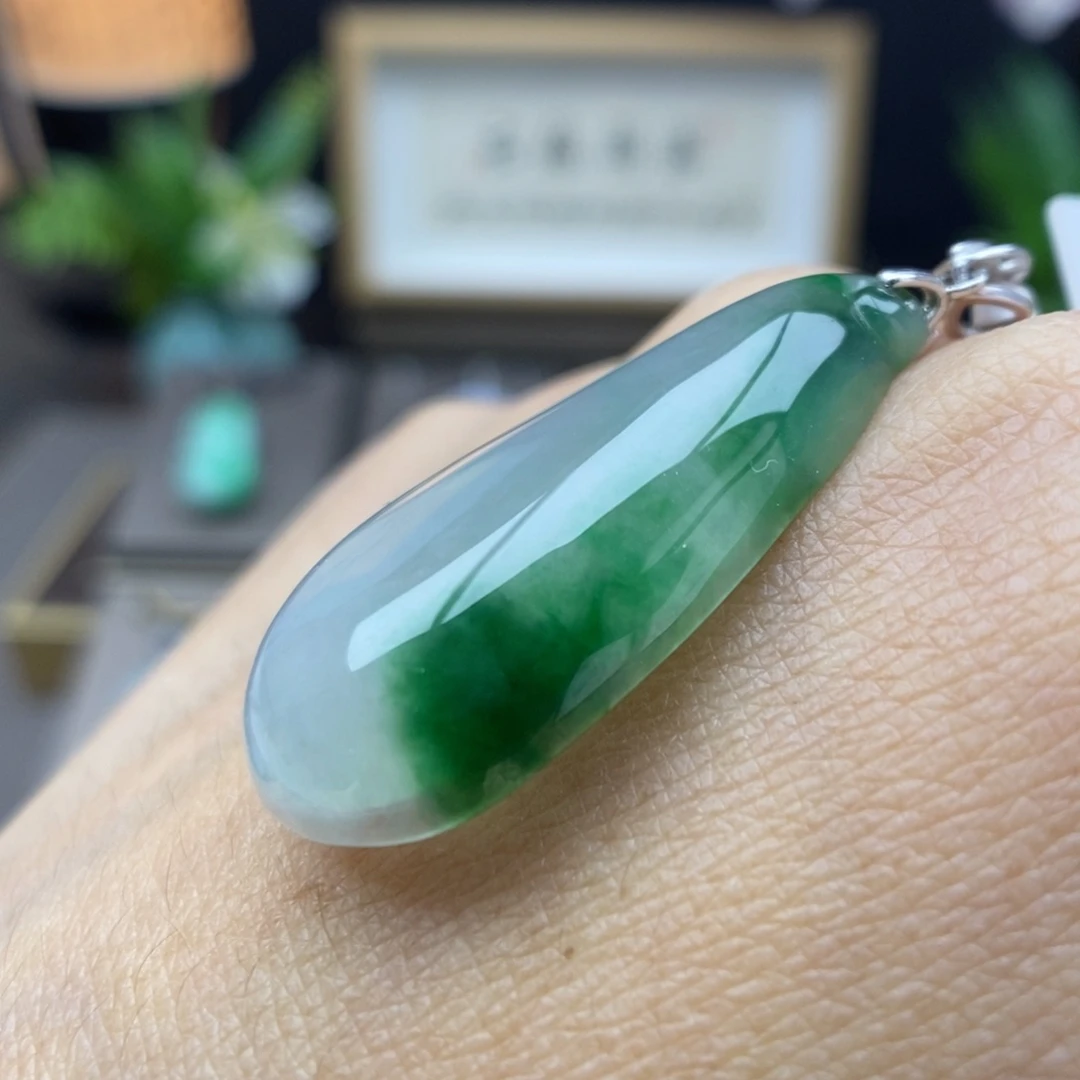 翡翠银S925镶嵌颈饰吊坠33