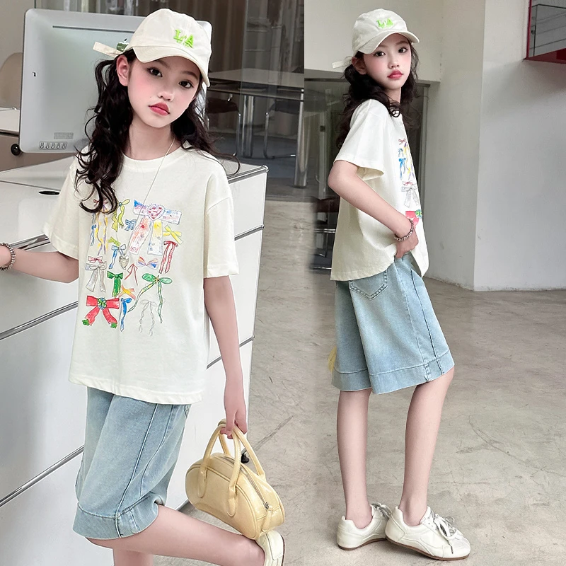 女童五分牛仔裤夏季薄款儿童女中大童6-12岁短裤子女大童韩版中裤