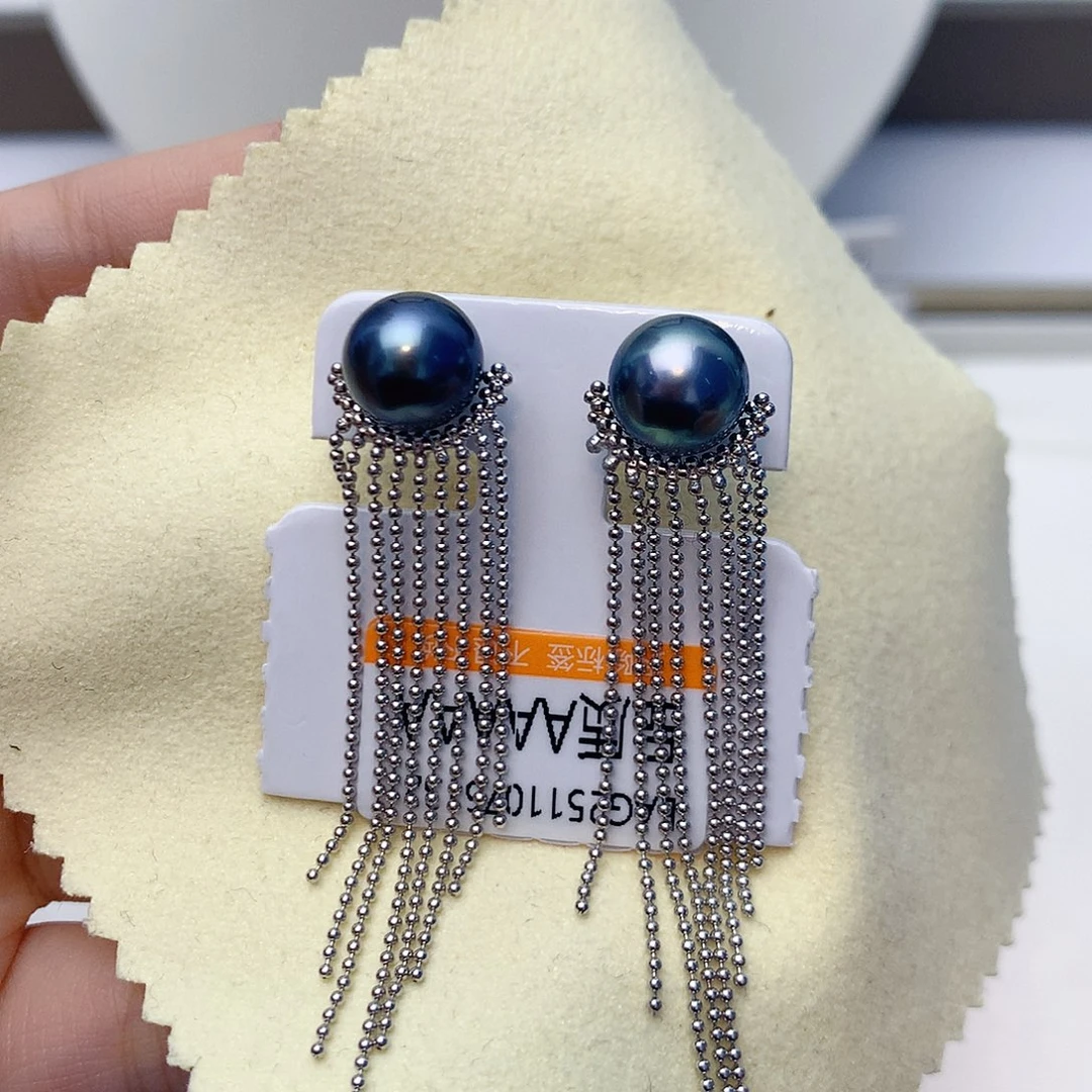 雨***猫耳饰银S925镶嵌海水珍珠W6