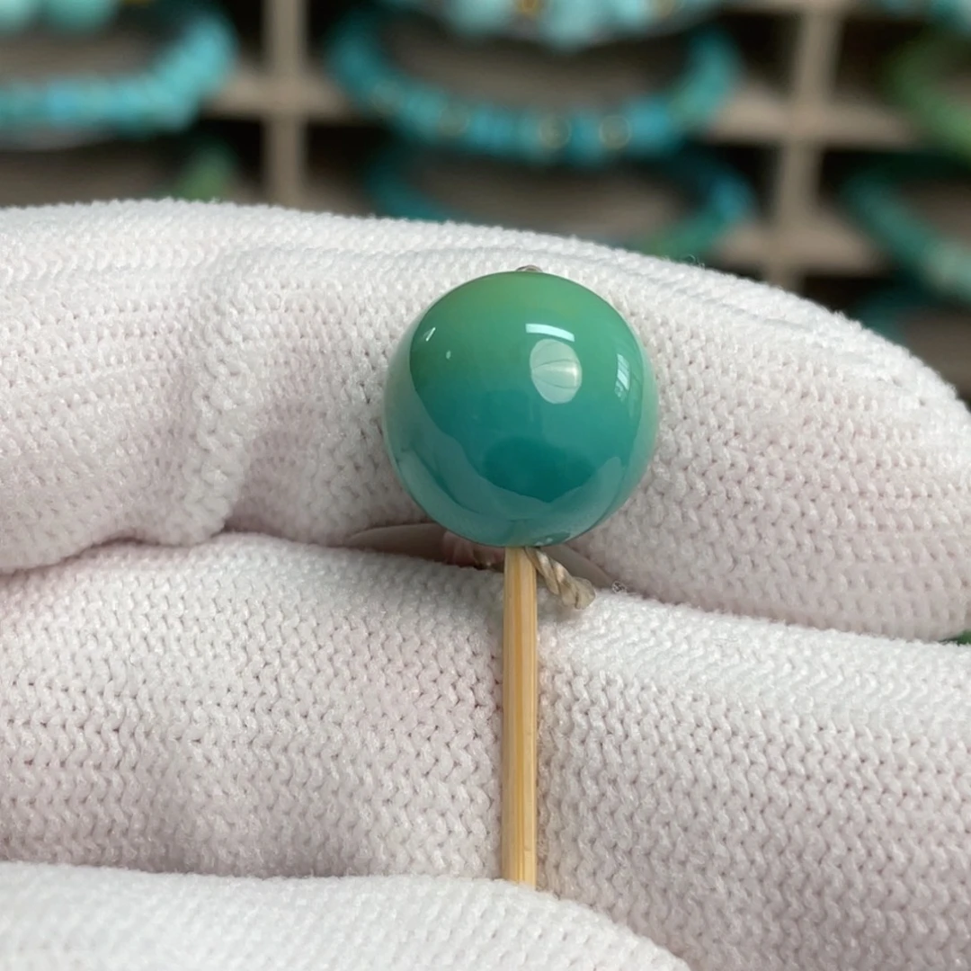 绿松石未镶嵌望舒精品水波纹圆珠卡13.5