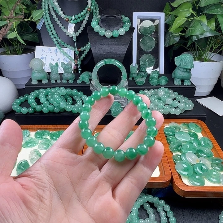 未镶嵌手链石英质玉天然玉石非洲翠冰阳辣绿手串
