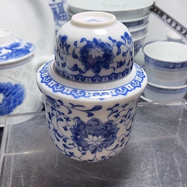 碗青花温酒壶三件套