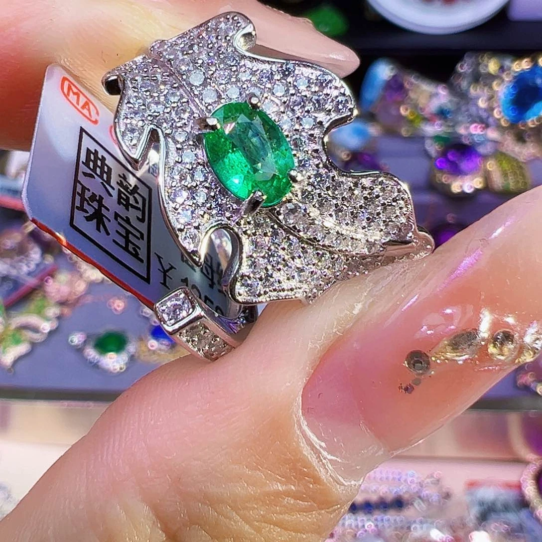 祖母绿银S925镶嵌祖母绿
