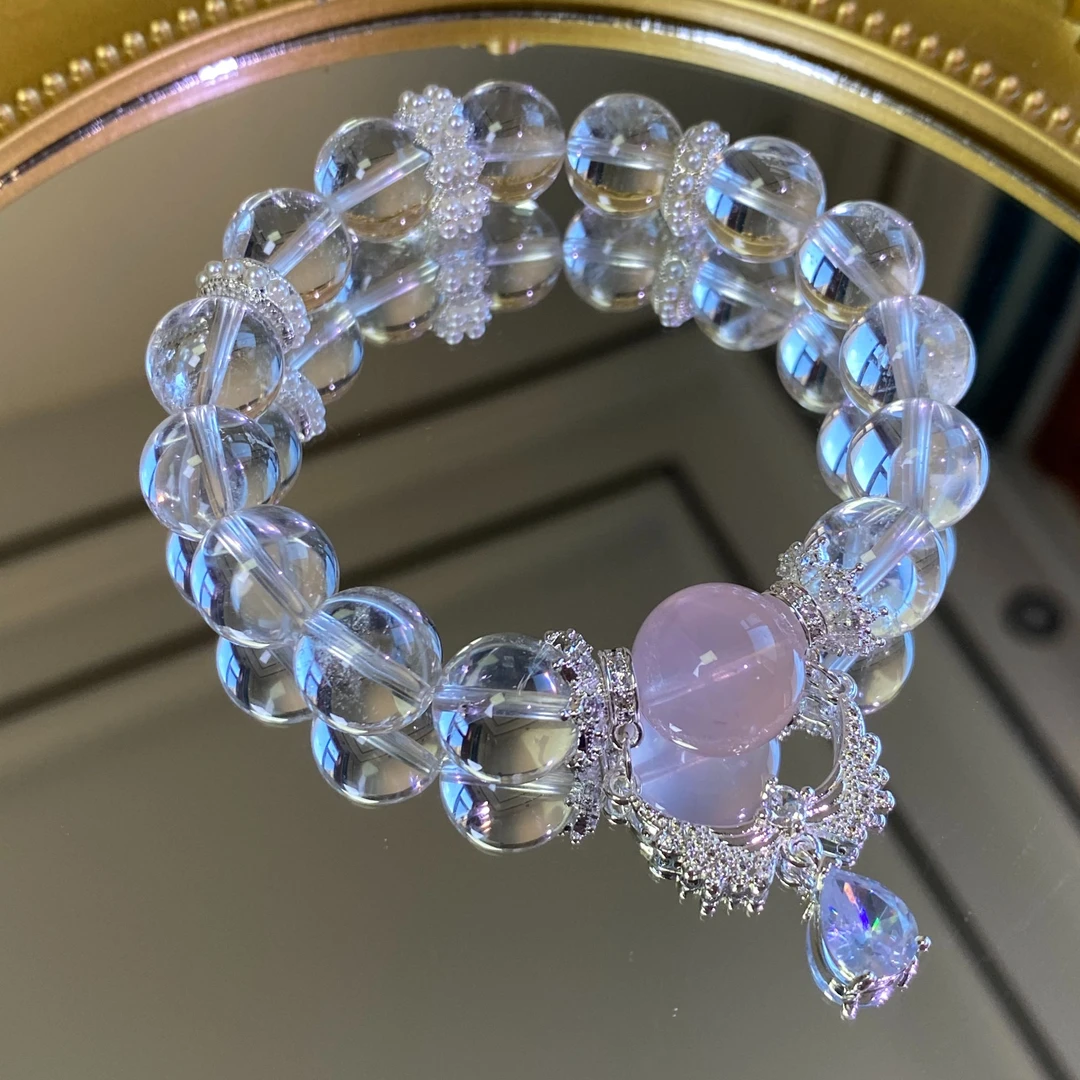 白水晶手链diy手工圆珠原创设计天然水晶手串爆款饰品新款手链