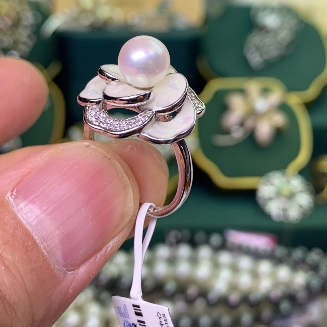 银S925镶嵌戒指海水珍珠