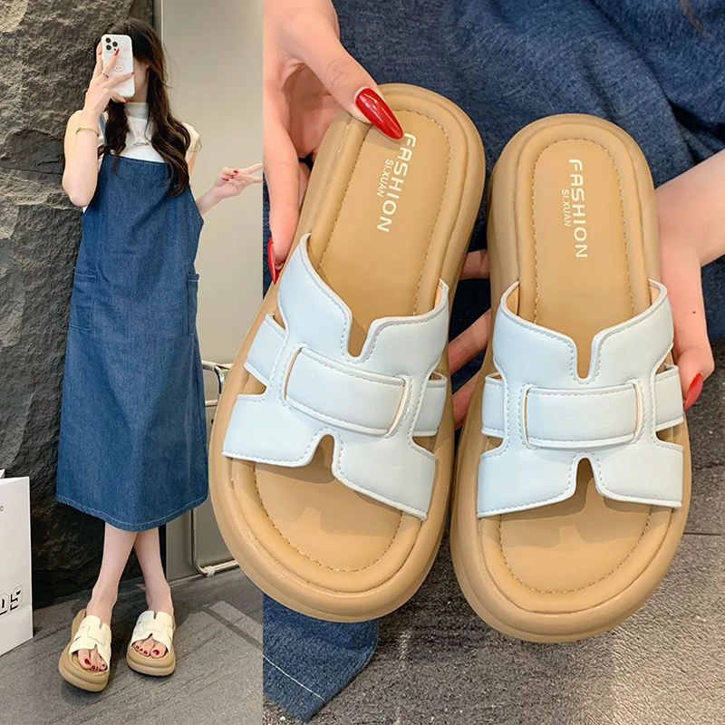 夏季软底女拖鞋休闲百搭防滑外穿小众一字拖增高夏季仙女风