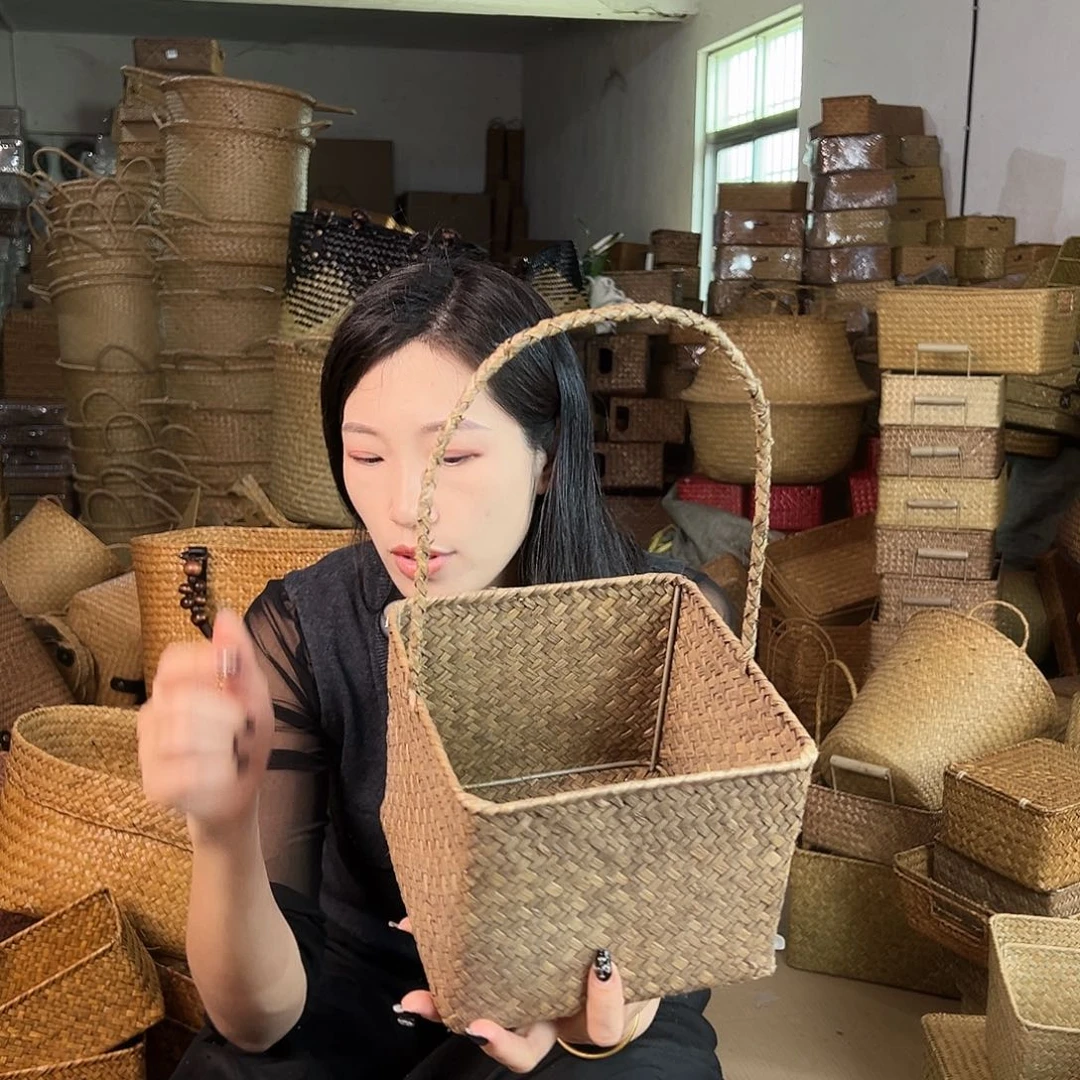 草编草编包/草编收纳盒带瑕疵