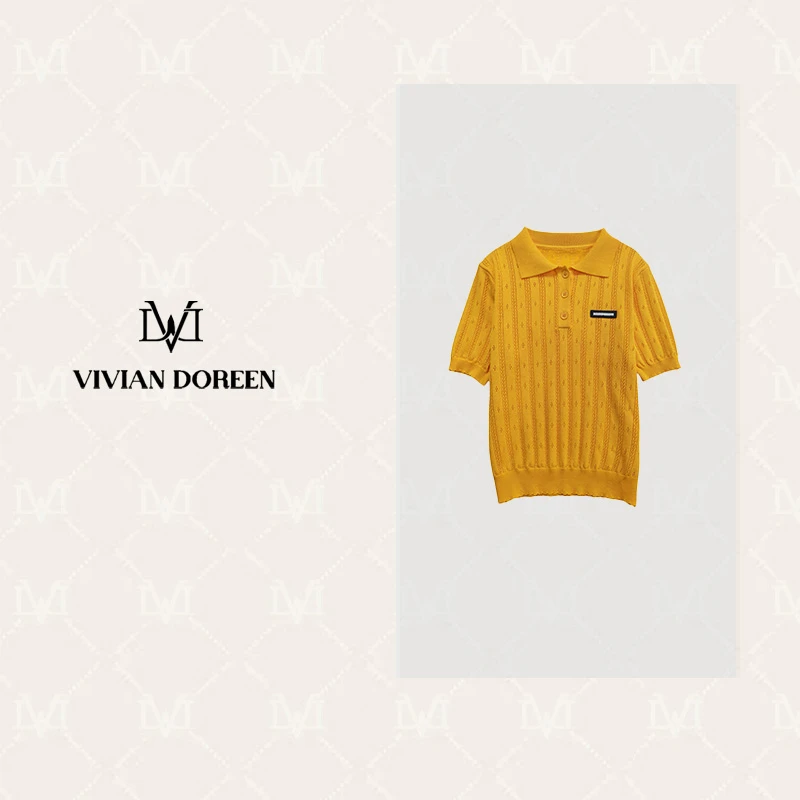 【OMi专属】polo领精致字母小标套头镂空纹理针织衫msl327