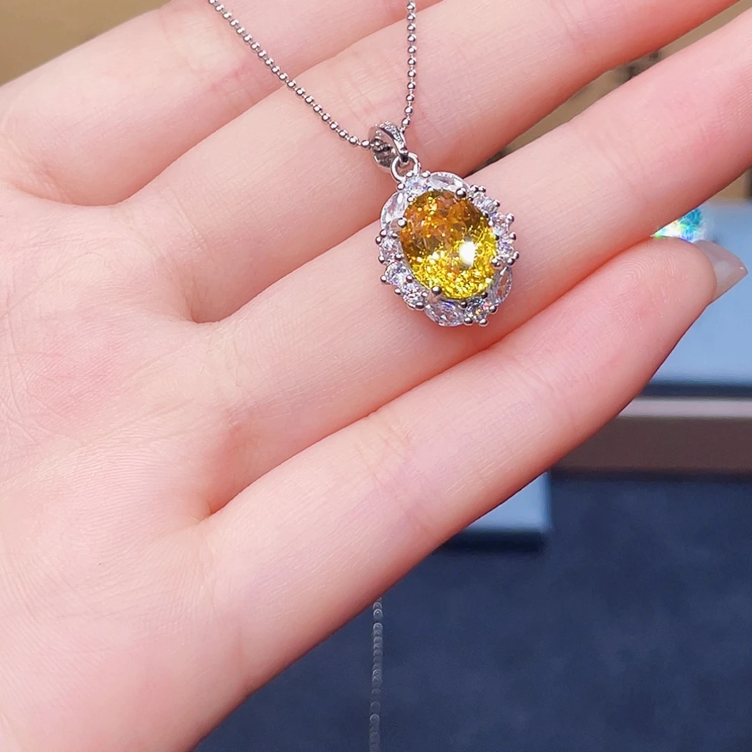 银S925镶嵌碧玺颈饰