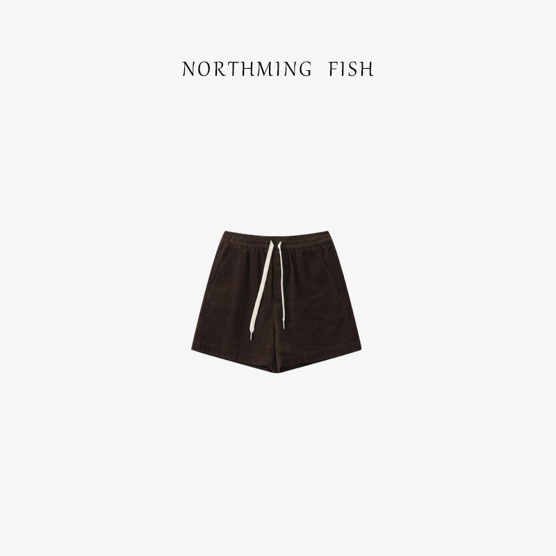 NorthMing fish「卢森堡」休闲老钱风 古着感抽绳绑带短裤