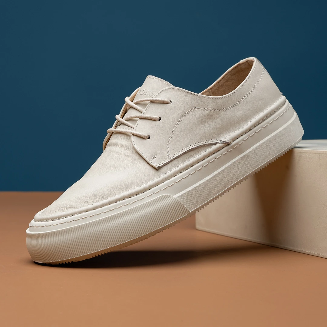 路易圣戈希皮面板鞋透气潮流男款小白鞋四季男鞋百搭时尚休闲鞋