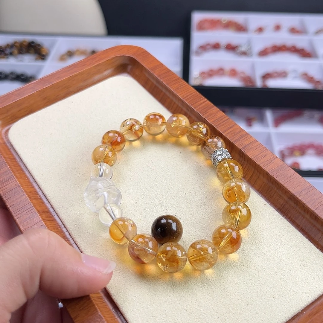 水晶手串未镶嵌10mm 黄塔晶