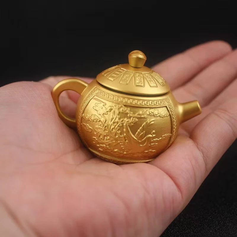 龙凤旋转把把壶金属工艺品中式招财进宝摆件