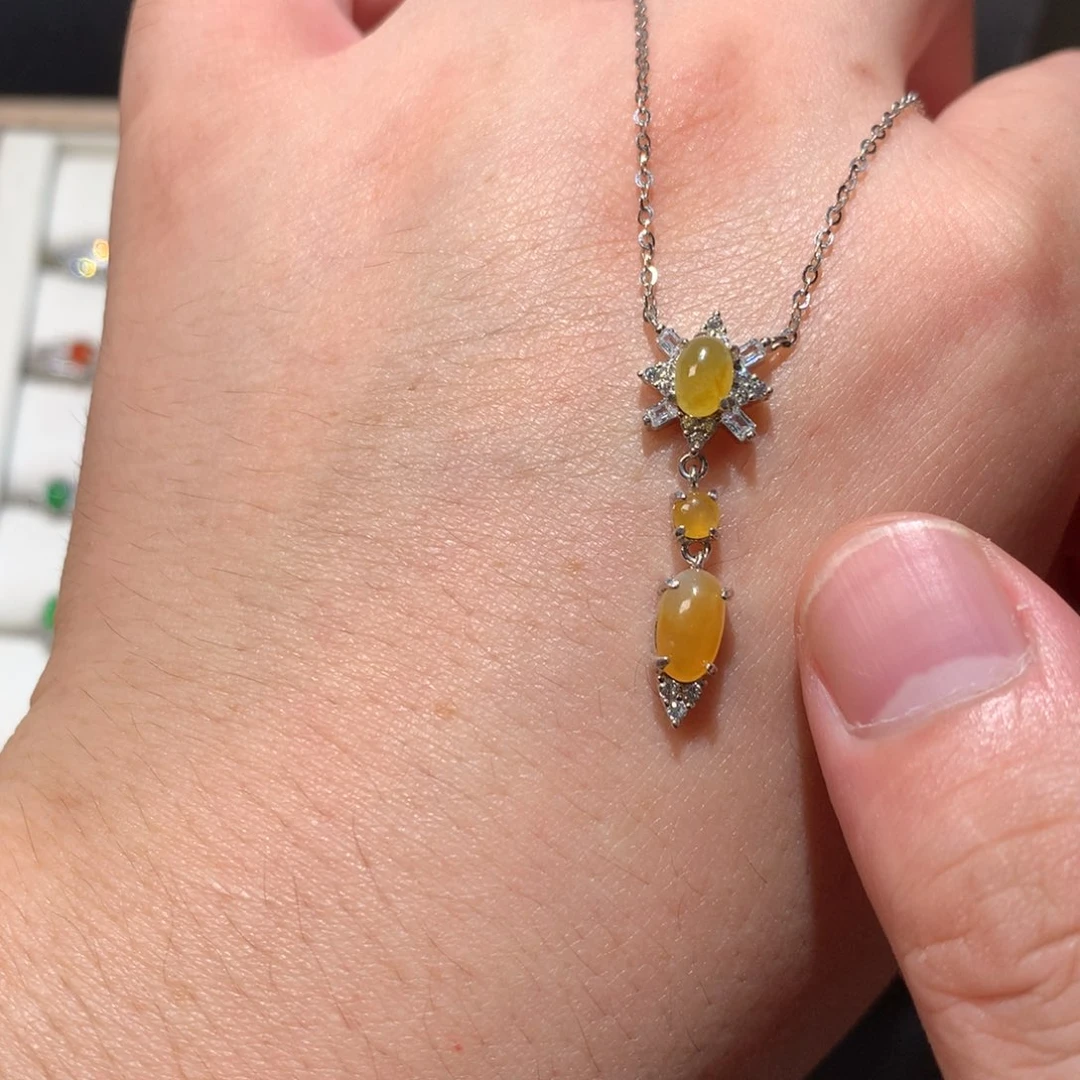 翡翠银S925镶嵌耳饰00035