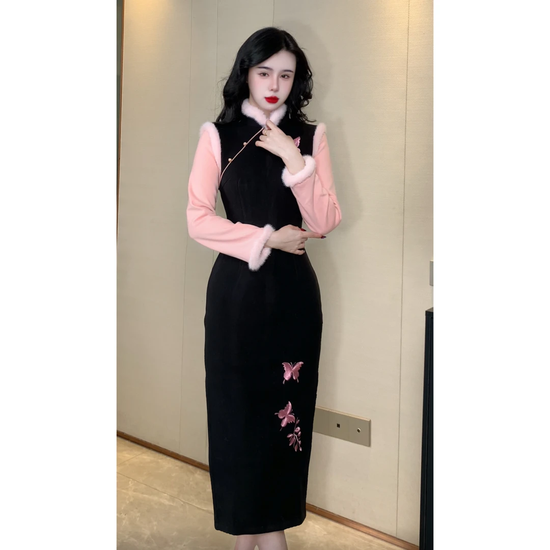 【婉晴】2026新款加厚国风少女旗袍日常修身显瘦优雅旗袍连衣裙