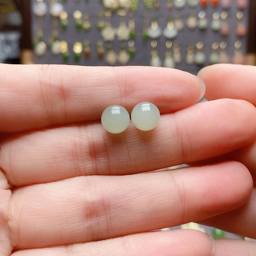 银S925镶嵌和田玉耳饰