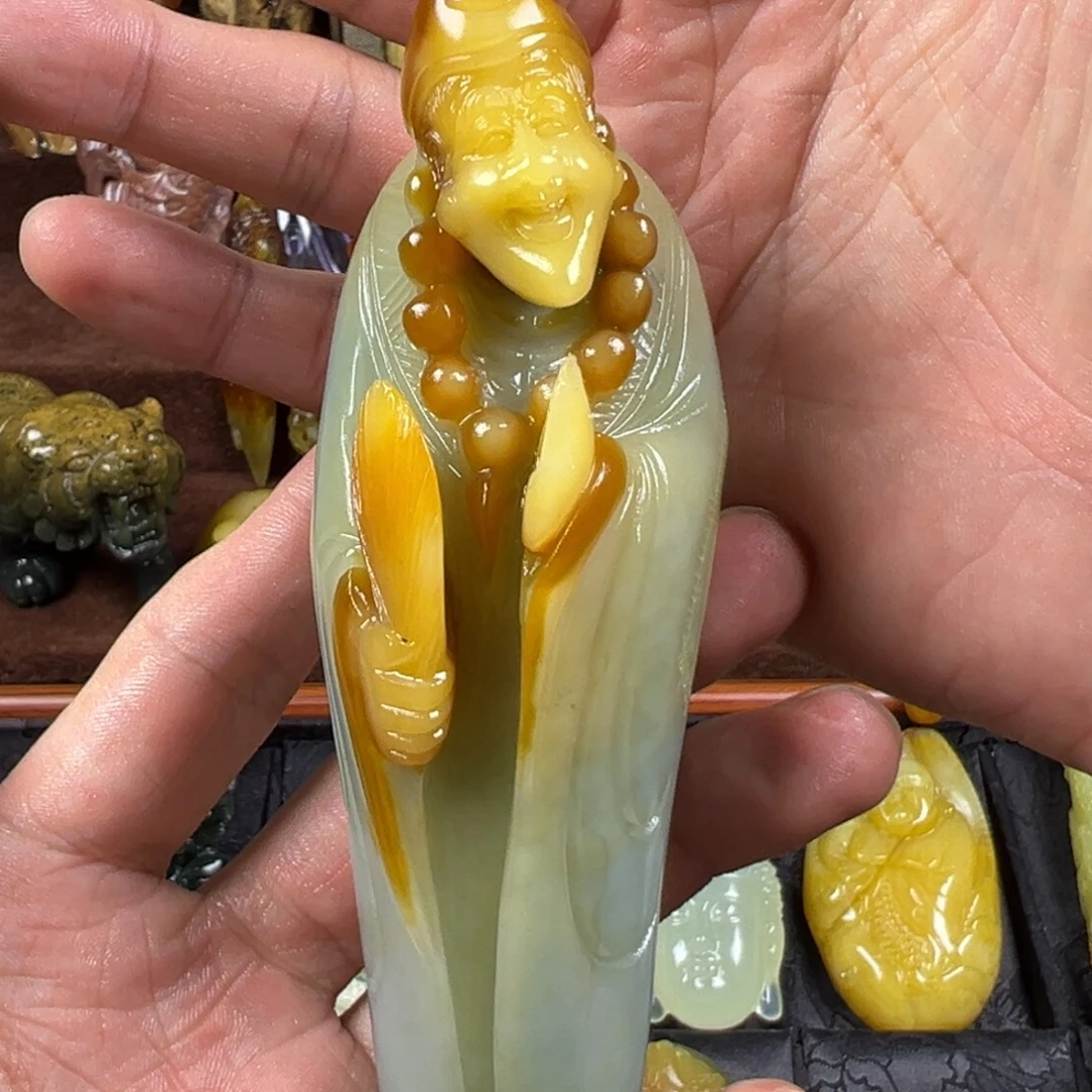 岫玉未镶嵌手把件天然岫玉