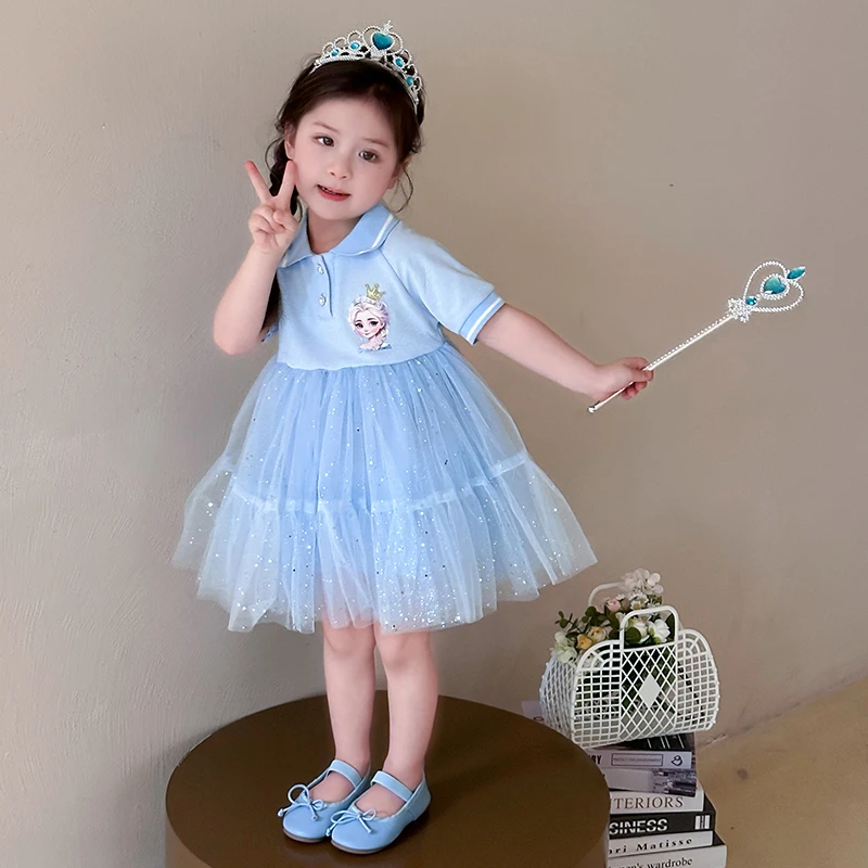女童夏季爱莎公主裙2025新款女孩夏装连衣裙儿童洋气冰雪奇缘裙子