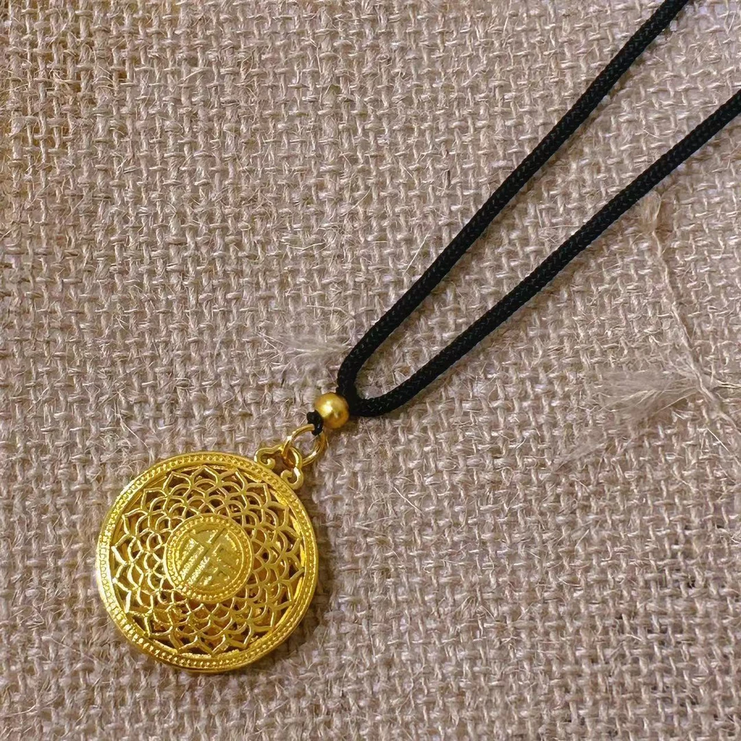 钛钢布艺项链 【Kiss娜】钛钢1590金色双面罗盘项链