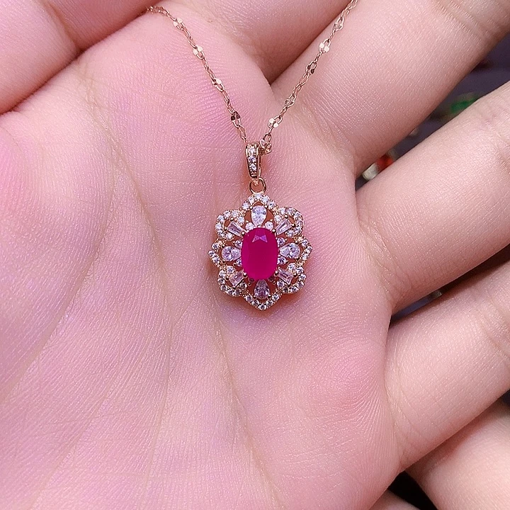 颈饰银S925镶嵌红宝石