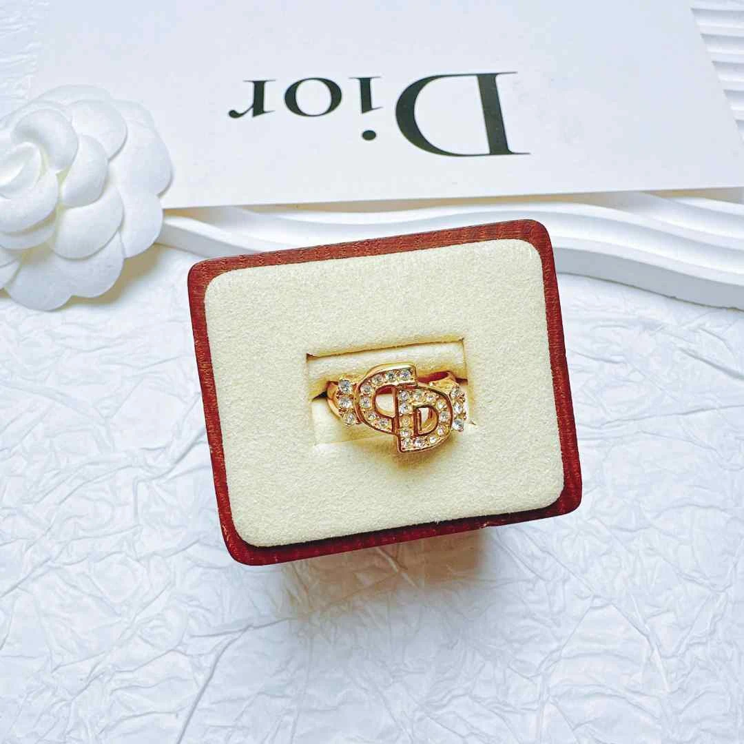 95新 DIOR/迪奥 柚礼中古/迪奥CD满钻戒指LZ502138