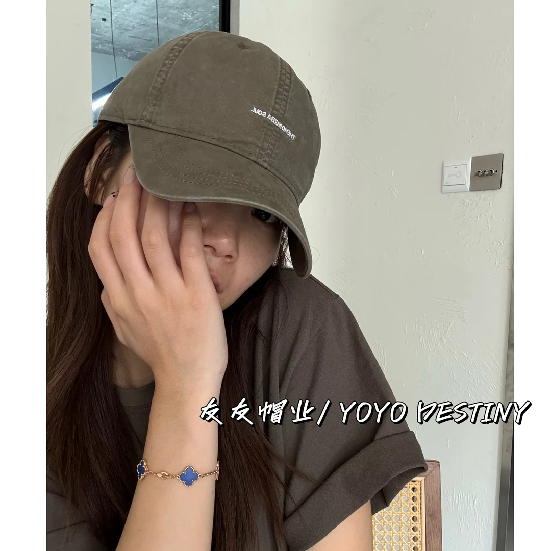 新品soul刺绣棒球帽鸭舌帽大帽檐百搭显脸小休闲韩版ins软顶