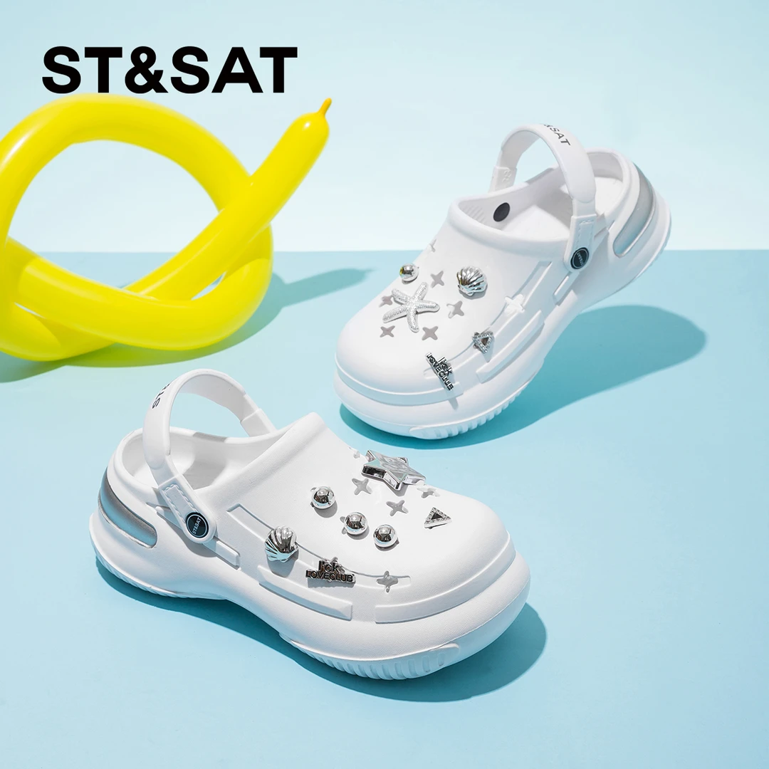 星期六厚底洞洞鞋女小个子增高夏季凉拖时尚百搭拖鞋韩版外穿凉鞋