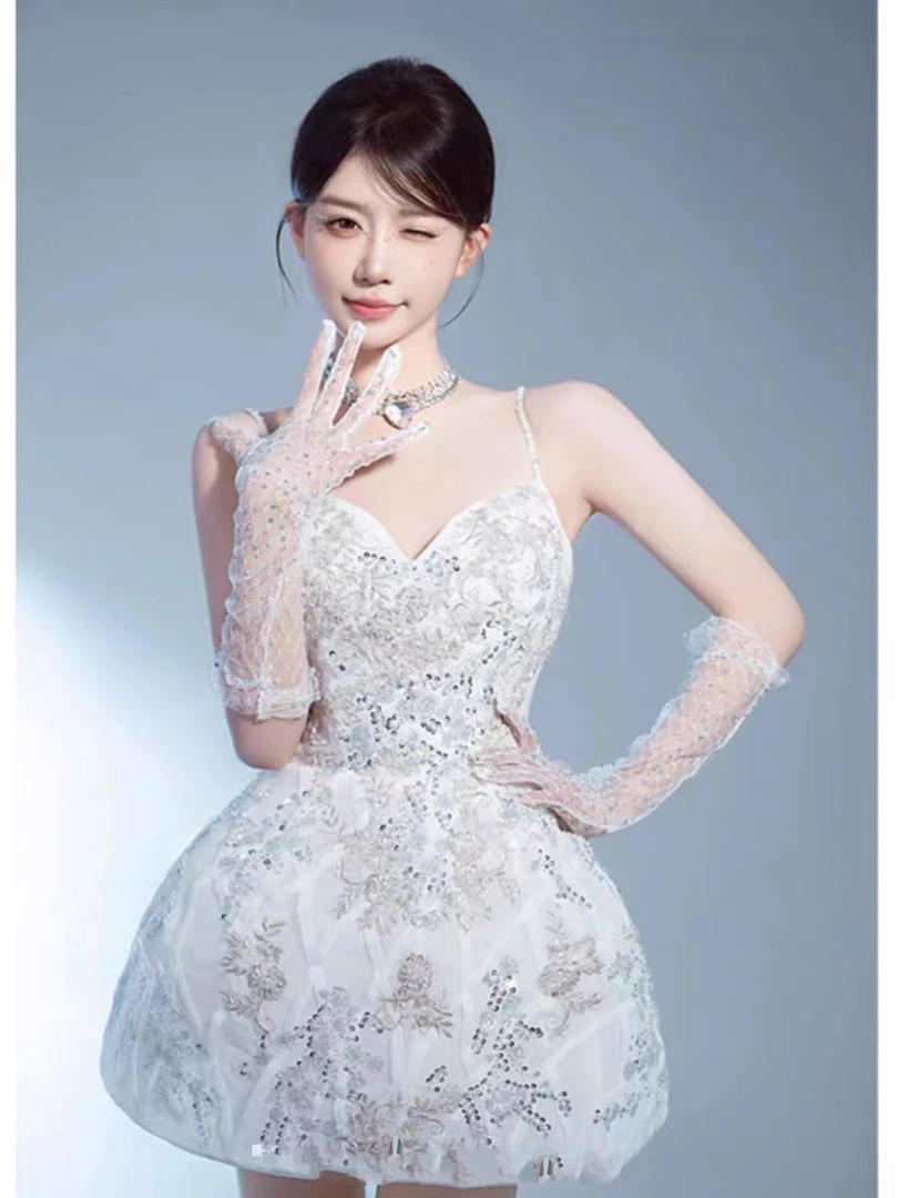 TIANSHA- 重工水钻生日派对舞台演出小礼服影楼少女写真短裙