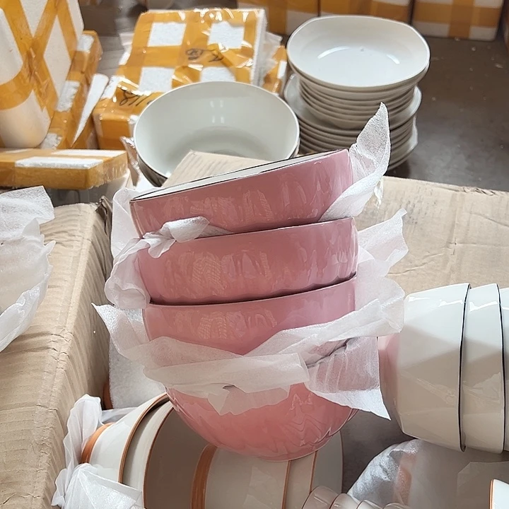 正品粉色南瓜碗4支破损包赔不补发介意勿拍