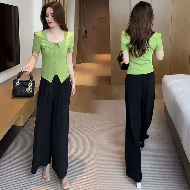 夏季短袖T恤减龄高腰洋气短款修身显瘦气质女神范设计感小个子