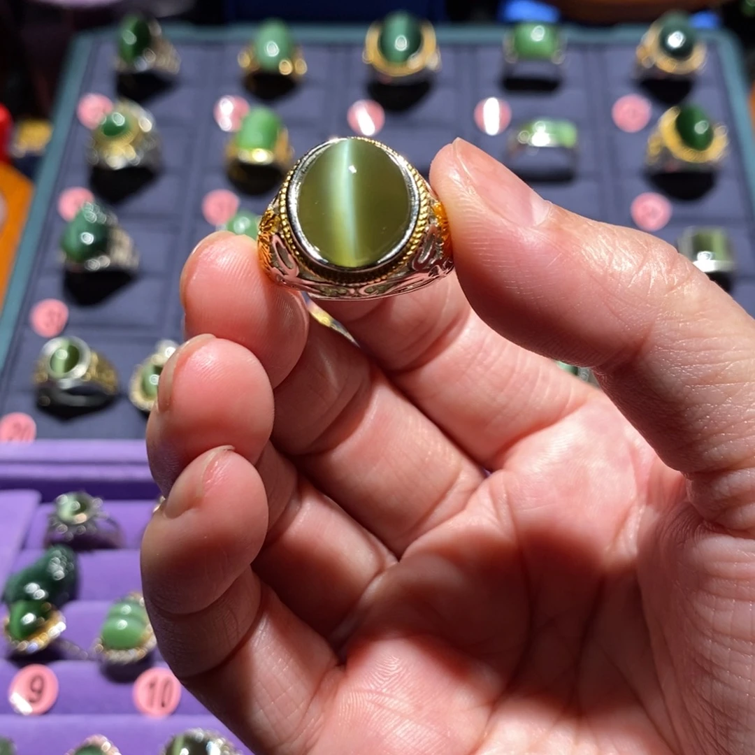 和田玉（碧玉）戒指银S925镶嵌追*族