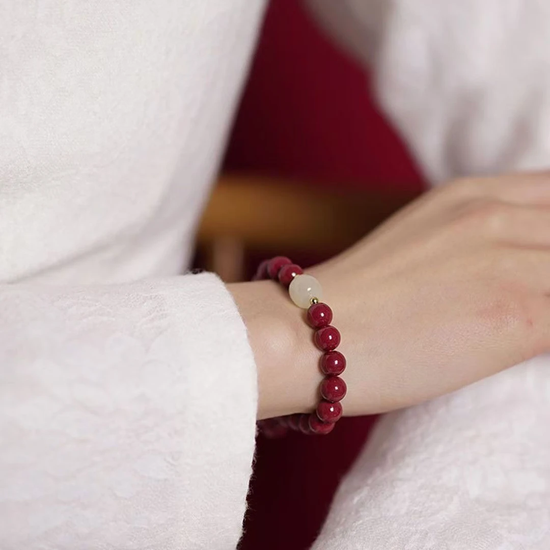 含辰砂工艺品高含量紫金砂设计款手链女士原创设计手串原矿朱砂