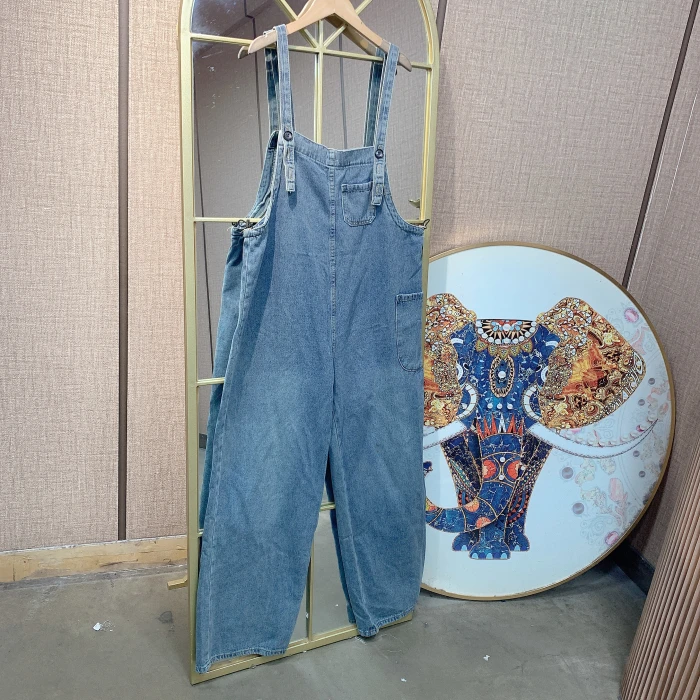 BS595孕妇蓝色牛仔背带裤100-140