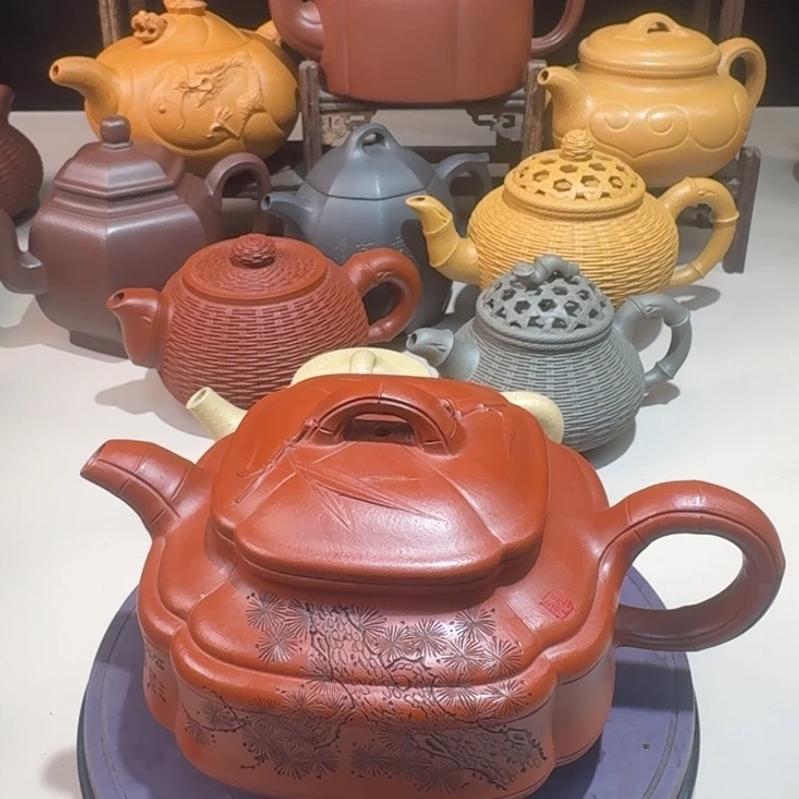 茶壶紫砂双线竹鼓