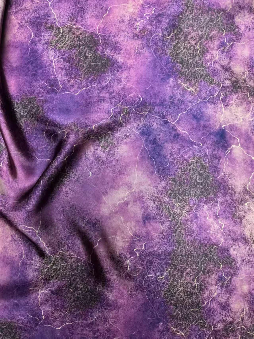 皮子 紫络暗纹  布头 高清数码印花
