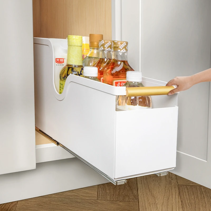 橱柜抽拉式置物架极窄厨房柜子内分层调料收纳架下水槽夹缝拉篮筐