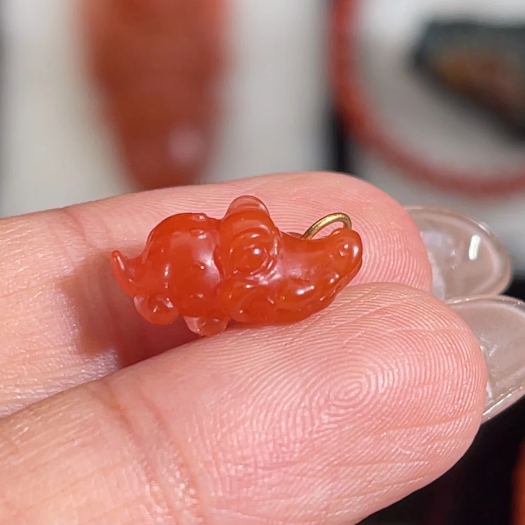 南红玛瑙未镶嵌大黑洞小鳄鱼14.6*8.5*6.6