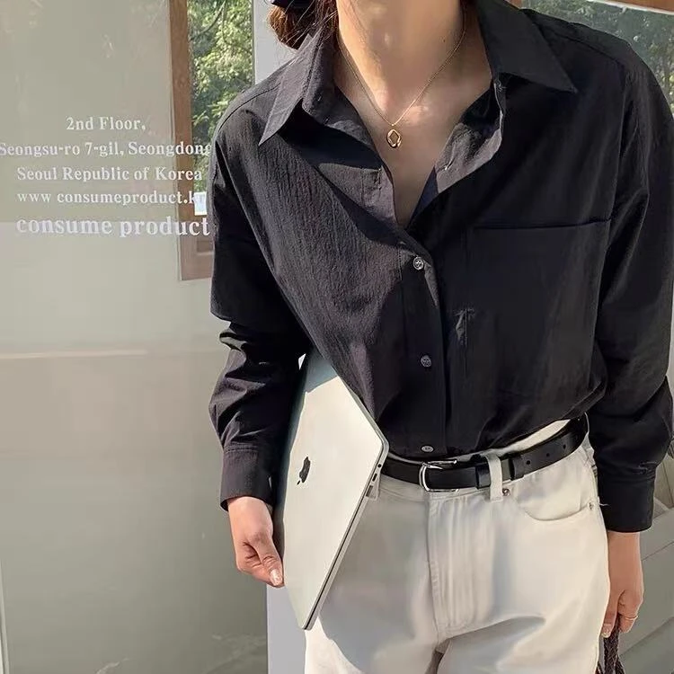 406/23119/125柔软宽松舒适经典百搭纯色衬衫